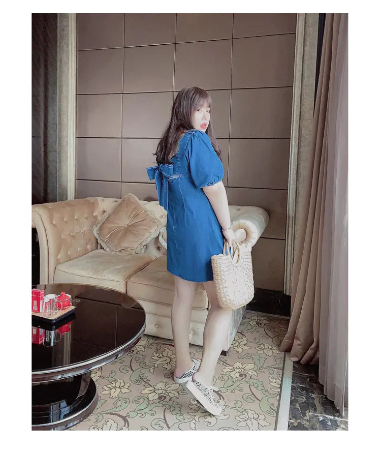 Hepburn Style French Poppy Dress with Bow Back
