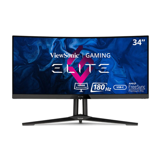 ViewSonic Elite XG340C-2K-S-2K 34"" 1440p Ultra-Wide QHD Curved Gaming Monitor - Certified Refurbished Black