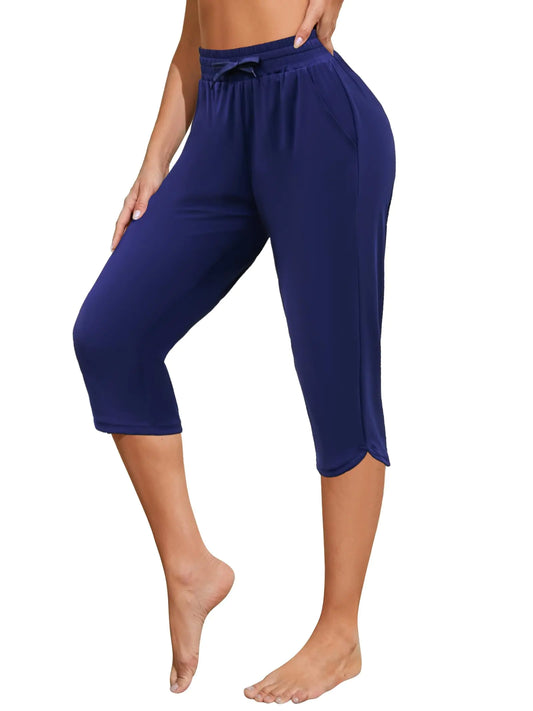 ATTRACO Swim Pants for Women Beach Pants Womens Swim Capris Pants Rash Guard Pants Swimming Capris Women Navy Small