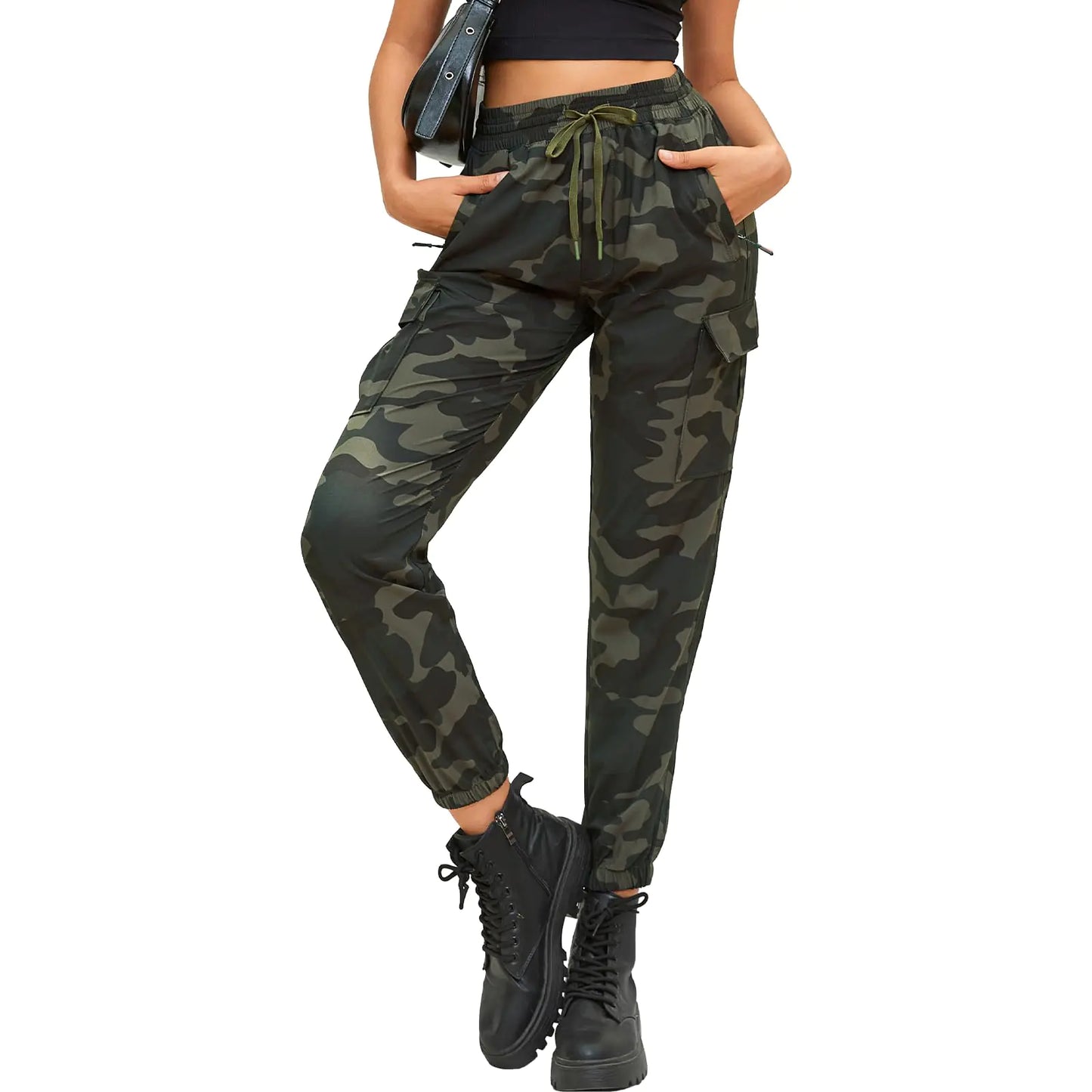MOURCE Army Cargo Pants for Women Hiking Pants Lightweight Work Pants Camo