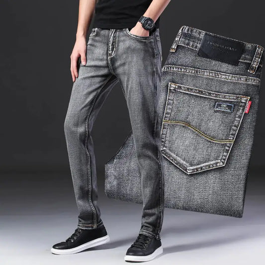 Men's Stretch Loose Casual Jeans for Small Feet