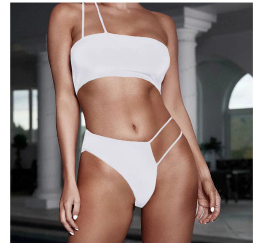 Asymmetric Hollow Sexy Bikini Set with Straps