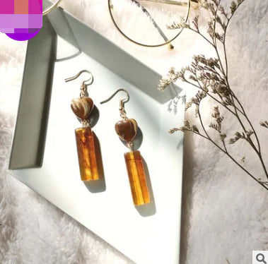 Asymmetrical Earrings with Mink Fur Ball and Tassels