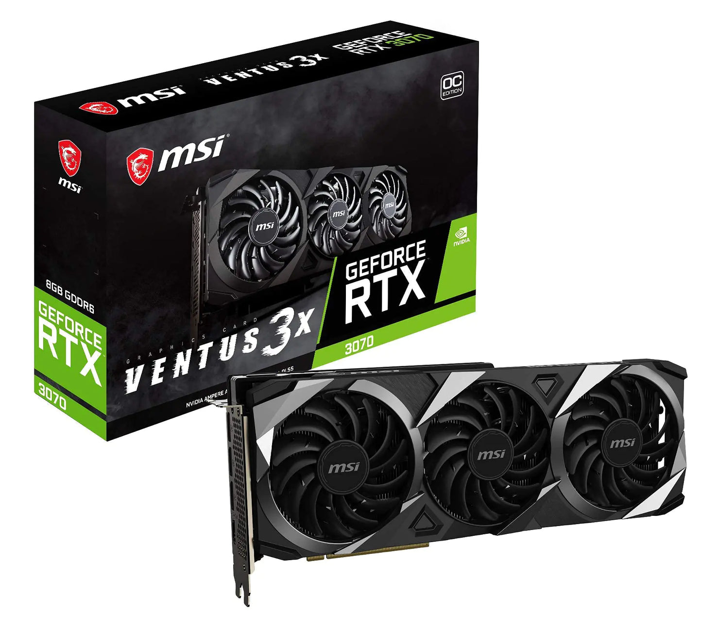 MSI Gaming GeForce RTX 3070 Ventus 3X 8G OC LHR 8GB GDRR6 256-Bit HDMI Triple Torx Fan 3 Graphics Card for PC Gaming Computer NVIDIA GPU Video Card Fast Computer Graphics Cards for Gamers (Renewed)