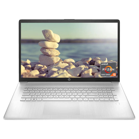 HP 17 Laptop 17.3" FHD Screen AMD Ryzen 5 5500U 12GB SSD 256GB SSD Webcam HDMI Fingerprint Reader Wi-Fi Windows 11 Home Silver