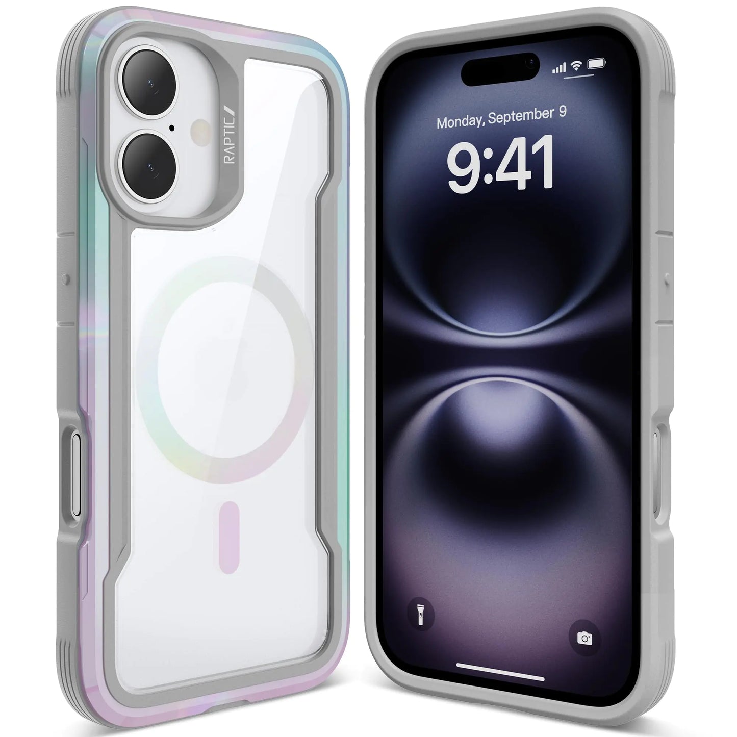 RAPTIC Shield 2.0 for iPhone 16 Case [for 2024 Capture Button Shockproof Protective Clear Case] Military Grade 13ft Drop Tested Anti-Fingerprint Anti-Yellowing Case 6.1 inch Iridescent