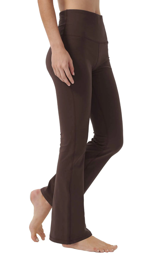 Keolorn Bootcut Yoga Pants for Women High Waist Workout Pants for Women Tummy Control Bootleg Work Pants Dress Pants(Brown.S)